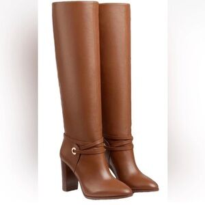 L.K. Bennett Shelby Tan Leather Knee-High Boots - Size 7